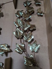 Vintage Home Interiors Pothos Vine Plagues – Metal Brass Copper Ivy – Set Of 2