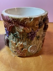VTG Fitz and Floyd Woodland Fall Scene Owl Squirrel On Tree Stump Warmer EUC