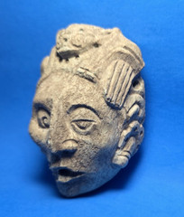 PRE-COLUMBIAN MAYAN STONE CHAAC GOD DUALITY MASK PENDANT