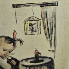 Vintage Hummel Mothers Helper Wood Hanging Picture Sewing ARS/AG Switzerland