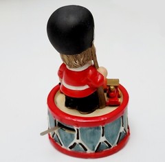 Vintage Working Music Box Boy Soldier Gun Bass Drum Toy Train Song School Days