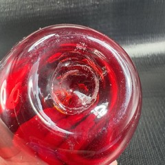 Hand Blown Large Red Apple Fruit With Leafs Hand Made Art Glass Figurine Decor