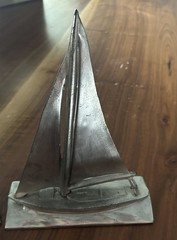 Vintage Rare Pair of Ovington’s New York Metal Sailboats 10” Cast Model