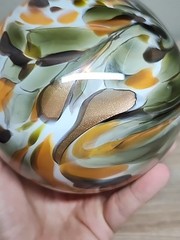5″ Brown Orange Hand Blown Art Ocean Glass Oregon Float Coast 2013 Signed Meyer