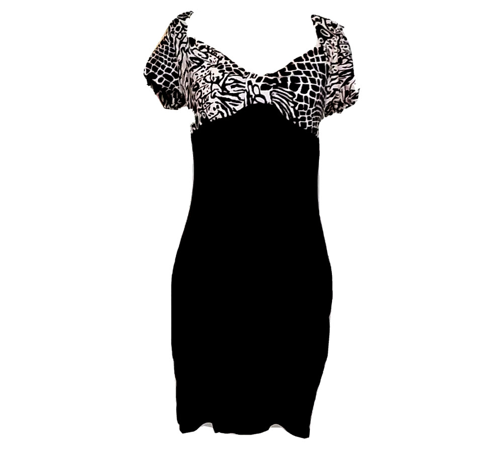 Dress Junior Size M Medium Black White Pattern Top Bow Front Mixxology