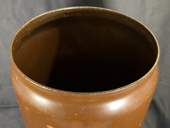 VTG Hand Painted CANCO Toleware Metal Trashcan / Can Floral Roses Brown 13”