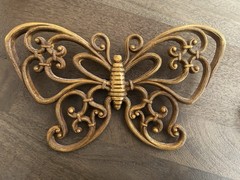 Vintage Homco Butterflies Wall Décor Set of 3 Plastic Faux Wicker Rattan Cottage