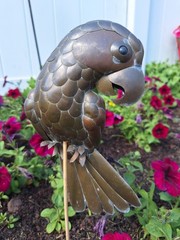 Vintage Brass & Copper Parrot Hanging Sculpture without perch