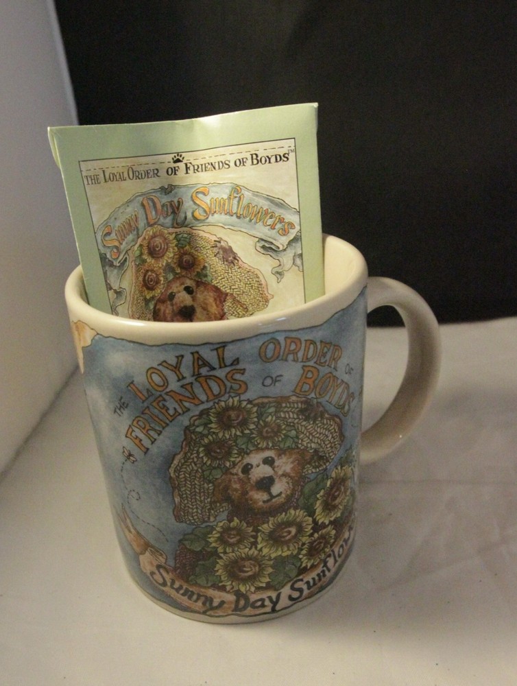 NWT Boyds Bears Loyal Order of Friends of Boyds MUG Sunny Day Sunflowers Seeds