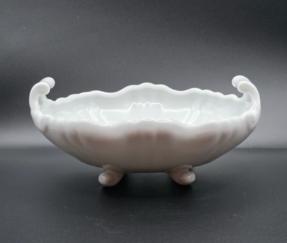 Antique Vintage Porcelain Footed Bowl Trinket Dish White Ornate Victorian