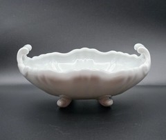 Antique Vintage Porcelain Footed Bowl Trinket Dish White Ornate Victorian