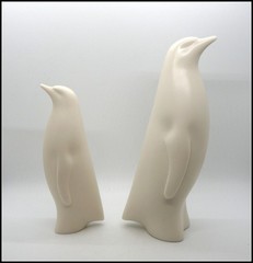 Vtg Meito Luxe China Modernist Penguin Figurine Pair MCM Noritake Blank Japan 2
