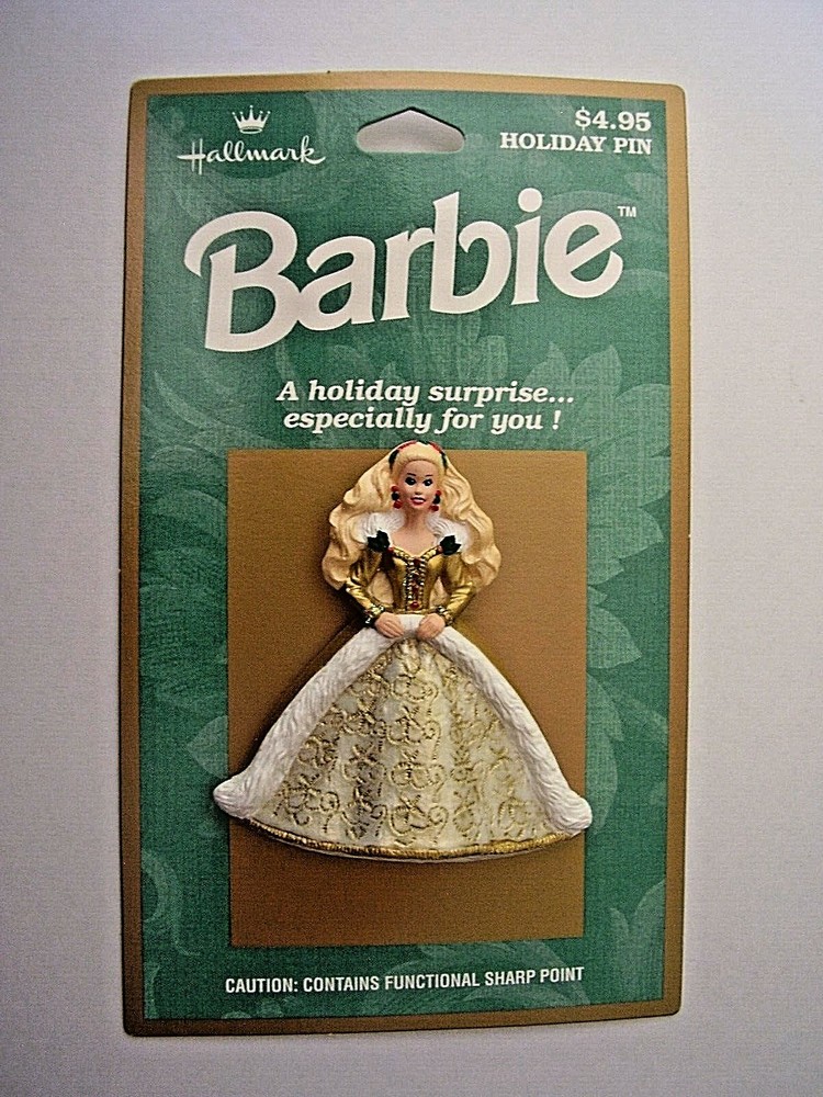 Hallmark Holiday Barbie Pin White Dress Original Packaging