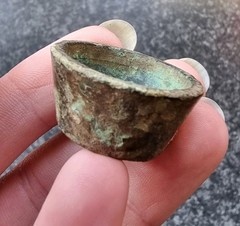 Rare Medieval / Post Medieval Cup Weight Bronze Metal Detecting Find Antique (3)