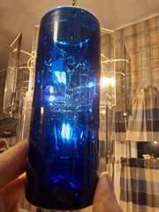 Vintage Hand Blown Cobalt Blue Glass Bud Flower Vase Cylindrical