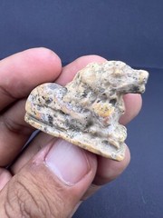 A Very Unique Old Sumerian Antiquity Jasper Stone Wild Lion Statue Figured