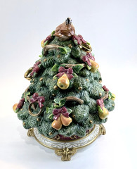 2000 Fitz and Floyd “5 Golden Rings” 12 Days of Christmas Tree Lidded Box