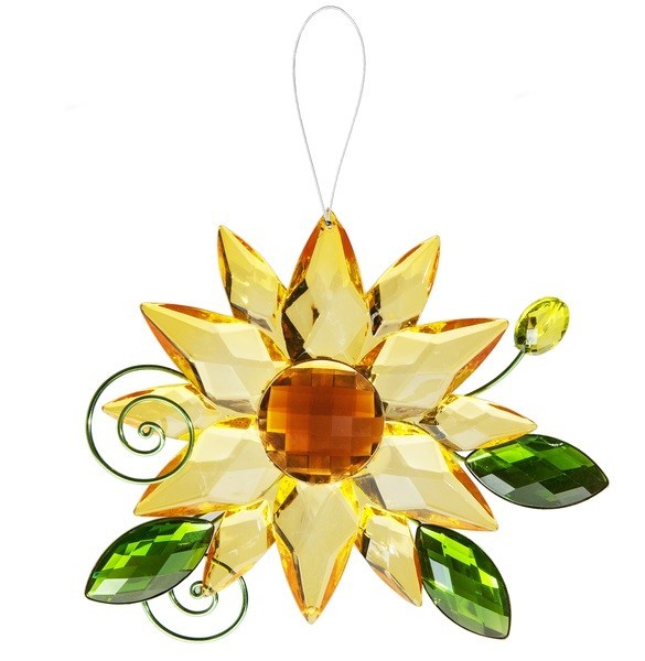 Ganz Crystal Expressions Acrylic Sunflower w/Leaves Suncatcher 5-6″