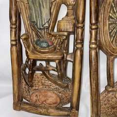 2 Vintage Burwood Studio Resin? Plaster Wall Art Decor 17×7.5
