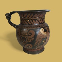 Ancient Greek Apulian Red-Figure Ceramic Olpe Wine Jug, 4th Century B.C.