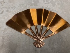 Vtg HOMCO Solid Copper Fan Plaques Set of 3 In Original Box MCM