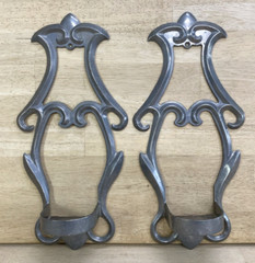 Vintage MCM Set OF 2 Cast Aluminum Wall Candle Holders PRINCETON INDIANA CO. PIC