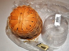 Longaberger Foyer Basket in Light Brown /Protector–signed+2006