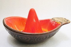 TREASURE CRAFT Orange Lava Glaze Sombrero Hat California Made in USA