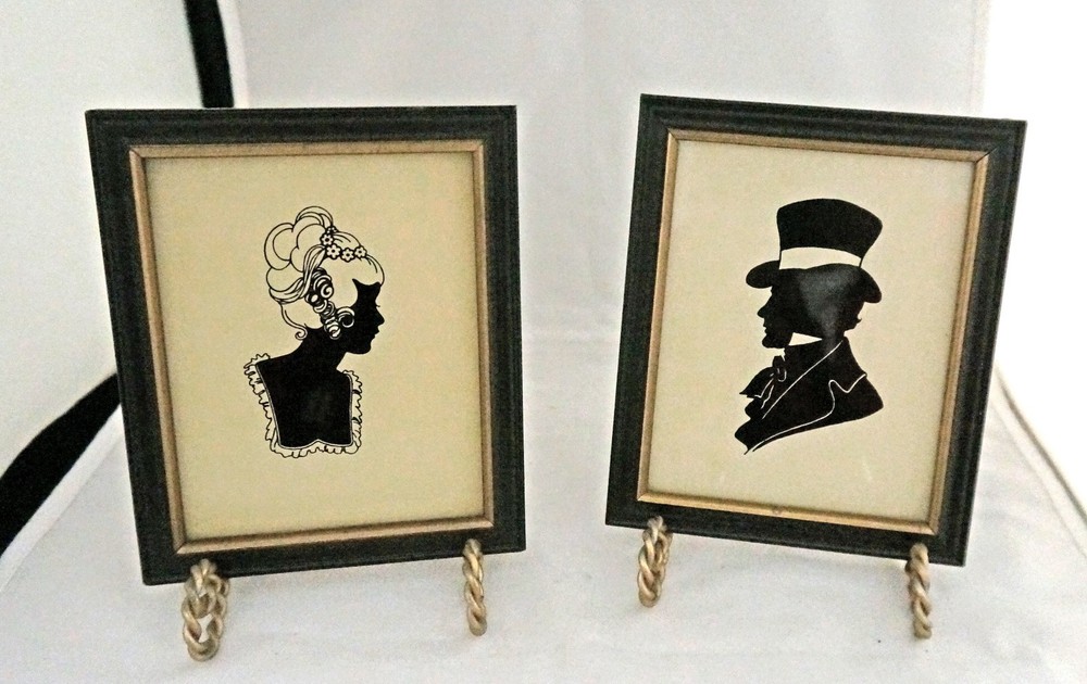 Pair 1940 Reliance Flat Glass Silhouette Southern Gentleman & Sally Lee