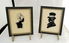 Pair 1940 Reliance Flat Glass Silhouette Southern Gentleman & Sally Lee
