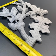 Vintage Pediment Fall Oak Acorn Leaf Wall Décor Cast Aluminum Art Panel 9.5″x8″