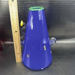 1998 Studio Inferno Mitchell Gaudet Hand Made Heavy Glass Vase Vessel Signed VTG