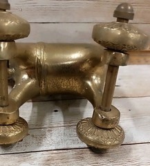 Vintage Heavy Brass Horse Figurine On Rolling Wheels 2.4#