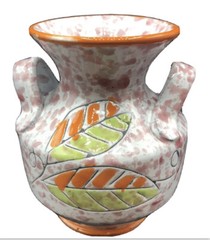 RARE Vintage Handled Made In Italy Orange Splatter Artisan Pottery Vase MCM