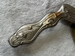 Antique Art Nouveau Brass Crumb Dustpan & Brush Set “Silent Butler” c.1900–1940