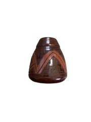 Vintage Hand Carved Amazonia Brazil Wooden Pot Tribal Folk Art 4” X 4”