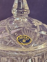 Bohemia 24% Lead Crystal Biscuit/Candy Jar W/Diamond & Fan Design