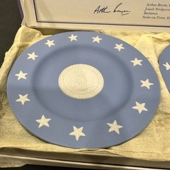 Wedgwood Blue Jasper Compotiers VA & Jefferson State Seal Series No. 1