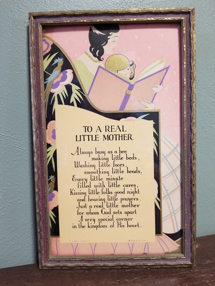 Art Deco Framed Print Poem To A Real Little Mother 1929 A Gibson Product