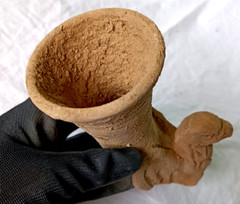 300 BC Beautiful Ancient Roman Clay Terracotta Drinking Rhyton Museum Quality