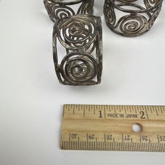 Set of 8 Vintage Silver Tone Napkin Rings Modernist Scroll Swirl Design