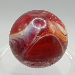 .65″ Vintage CAC Christensen Peltier Akro Red Slag Swirl Marble- #Q107