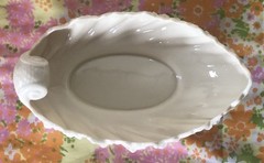 Vtg Lenox Cream Shell Leaf Shaped Bowl Serving Dish Coastal Decor Made in USA