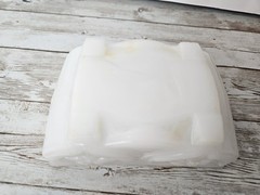 AKRO AGATE White Swirl Slag Glass Daffodil planter trinket dish catchall floral