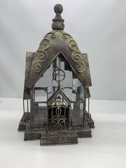 Cathedral Lantern Beveled Glass Rustic Metal Tea Light, Gothic Or Fairy House