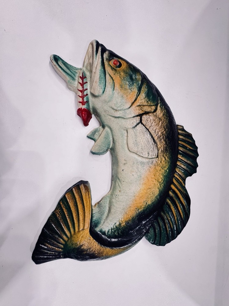 Vintage Bass Fish Cast Iron Wall Hanging