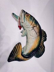 Vintage Bass Fish Cast Iron Wall Hanging