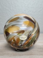 5″ Brown Orange Hand Blown Art Ocean Glass Oregon Float Coast 2013 Signed Meyer
