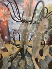 #5283 A Rare Pair Of Brass and Crystal￼ Candelabra Lamp 1800’S “WORKING”