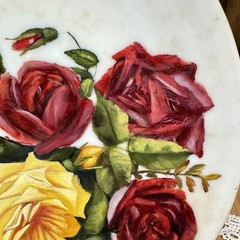 Antique Mount Washington Hand Painted Charger Plate Red Roses Edwardian 15”